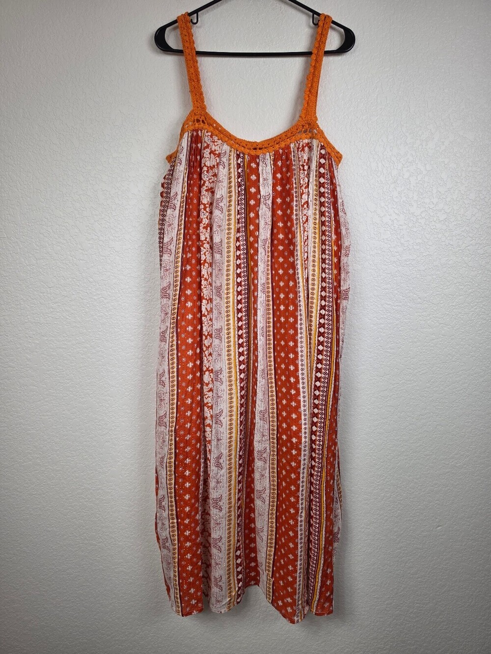 NWT Anthropologie RAGA Orange Striped Maxi Dress Large